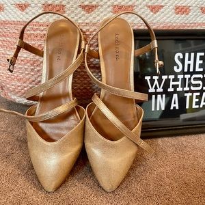 Gold Metallic Strappy Flats